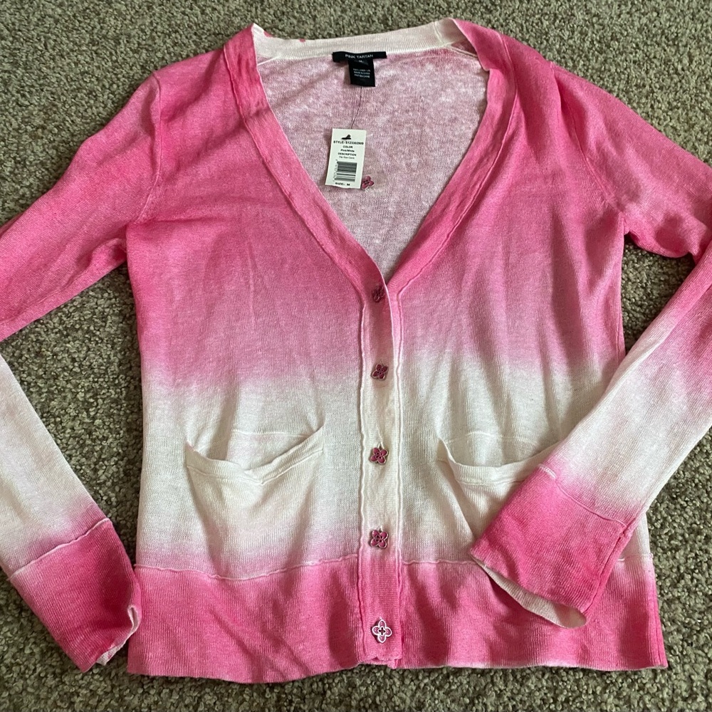 Pink Tartan cardigan Sz M nwt